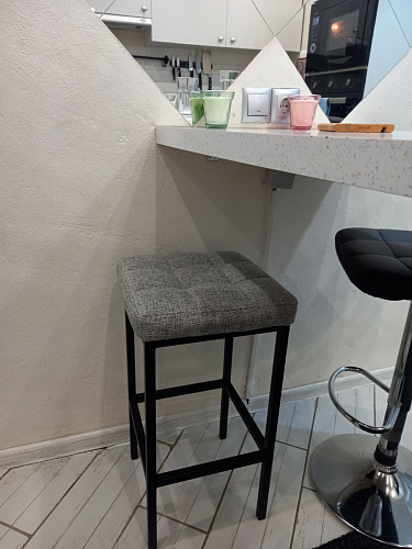 Барный стул Лофт кожзам темно-серый / черный матовый фото покупателя 5