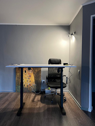 Компьютерный стол Маркос с механизмом подъема 120х75х75 орех кантри / белый фото покупателя 26