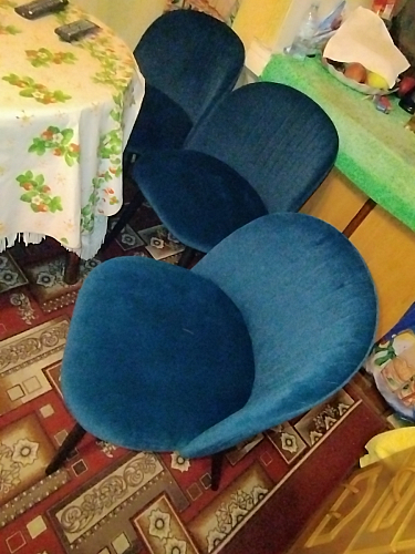 Стул на металлокаркасе Gabi 1 light blue / black / gold фото покупателя 825