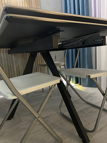 Керамический стол Вилли 140(200)х80 белый мрамор snow white / черный фото покупателя 70