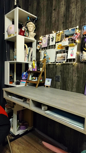 Письменный стол Леон Лофт дуб делано светлый / белый матовый фото покупателя 72