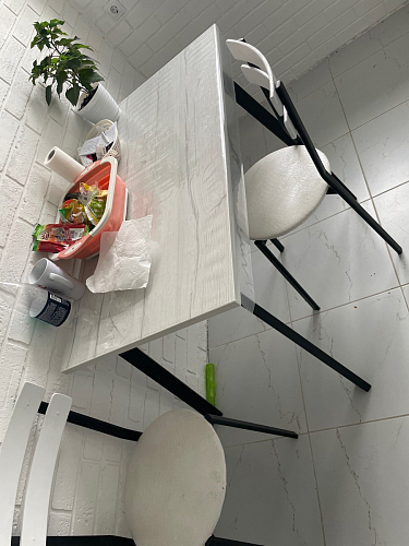 Деревянный стол Барон О 160 х 90 белая пленка шагрень / черный фото покупателя 50