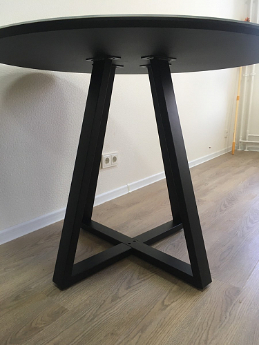 Стеклянный стол Норфолк d100 белый мрамор / черный фото покупателя 8