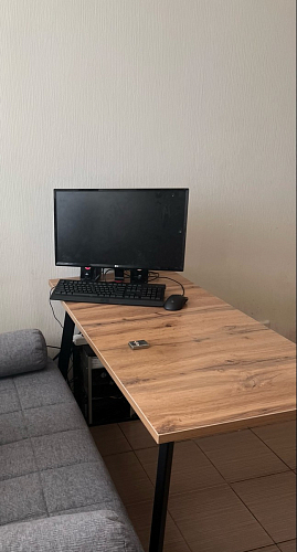 Стол Тринити Лофт 120 32 мм бетон / черный матовый фото покупателя 95