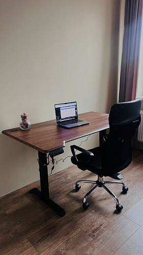 Компьютерный стол Маркос с механизмом подъема 120х75х75 черный / кантри орех фото покупателя 55