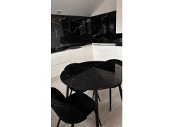 Стеклянный стол Кловис вставка стекло черный мрамор / черный фото покупателя 5