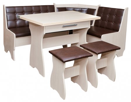 Кухонный уголок Смак-3 дуб / кожзам коричневый