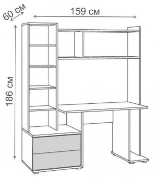 Компьютерный стол Брайтон 2000 СК М дуб паллада / венге магия